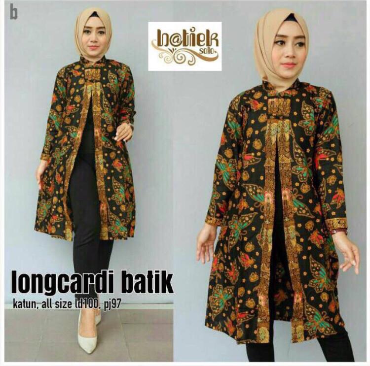 Longcardi Batik Cewek Cardigan Batik Wanita Outer Batik Muslim Seragam Batik Kantor Sloka Batik