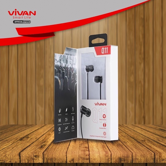 Headset Earphone VIVAN Q11S Q11S Q11S Q 11S Android/ iPhone Bass New Diaphragm Braided Wired Garansi Resmi 1 Tahun - Q11S