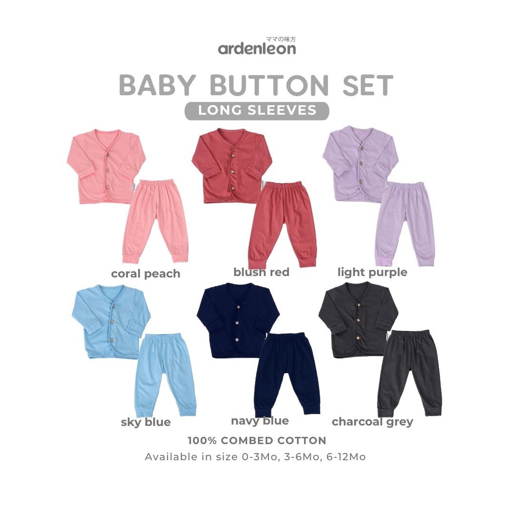 ARDENLEON BABY BUTTON SET LONG SLEEVE (BAJU TIDUR BAYI PANJANG SETELAN)