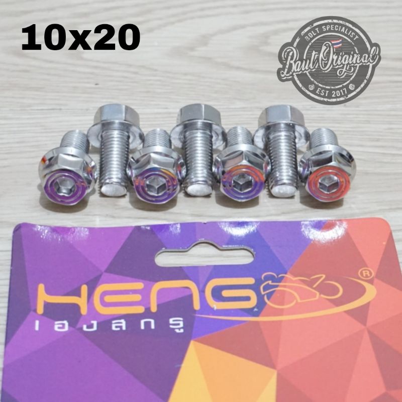 baut probolt 2kunci 2 kunci stainless 10x20 drat 14 panjang 2 cm original heng thailand silver