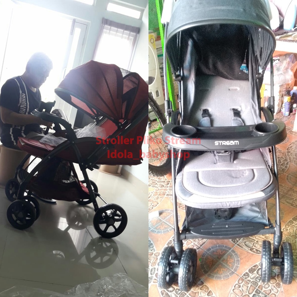 Stroller Pliko Stream 387 Kereta Dorong Bayi Reversible Handle Bisa Hadap Ibu Perlengkapan Bayi