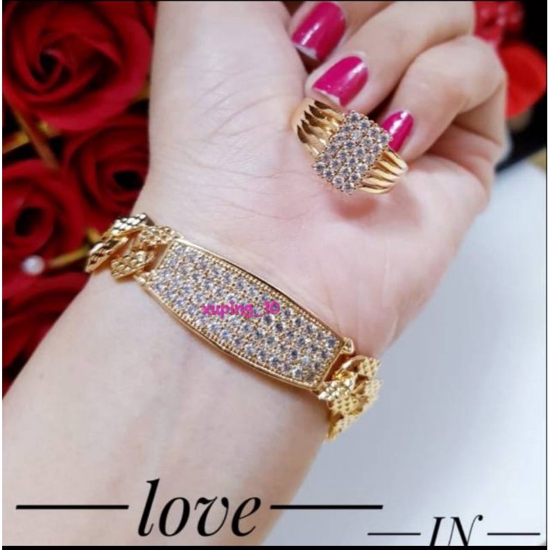 Xuping gelang dan cincin lapis emas 24k 1340j