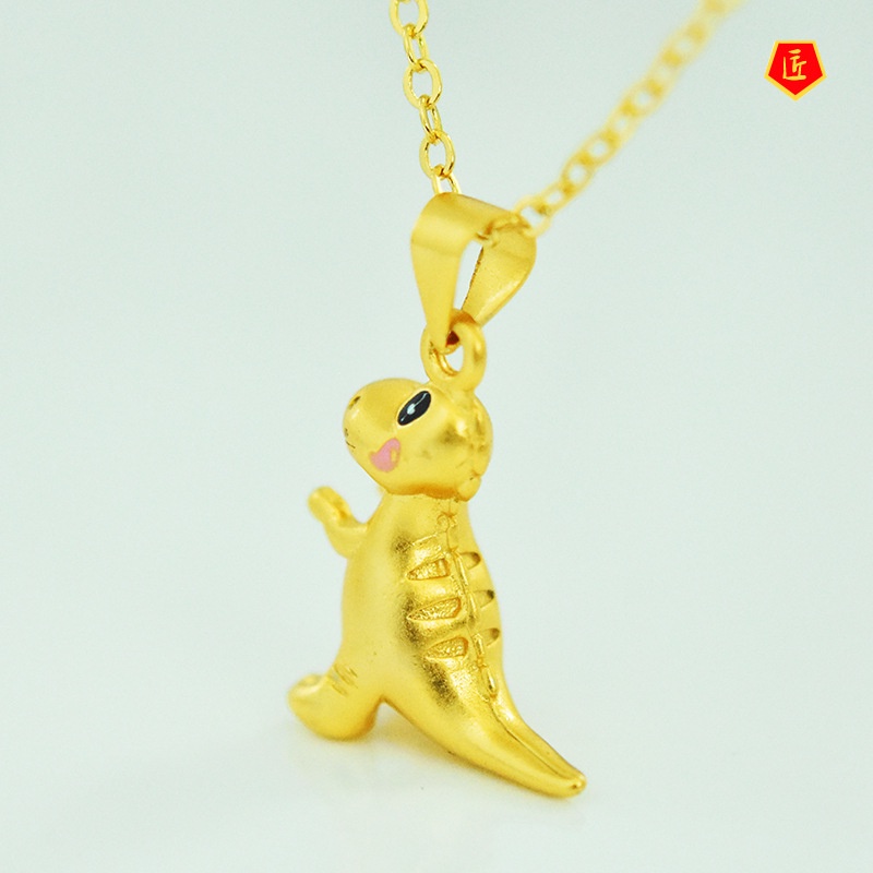 [Ready Stock]Cute Dinosaur Gold Pendant Cartoon Women Rex Animal Accessories