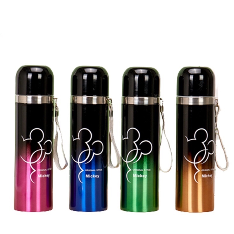 Amora Botol Termos Gradasi Hitam Gambar Mickey SUS 304 500ML