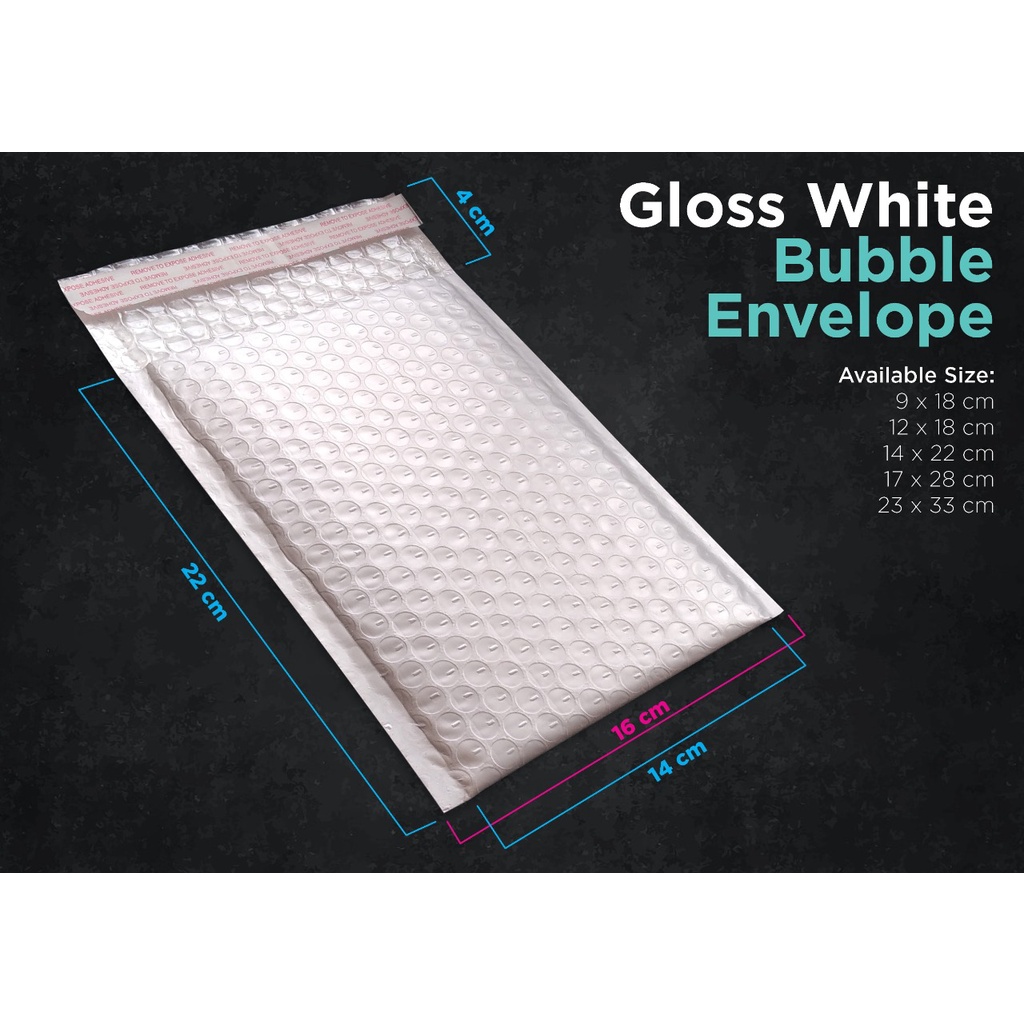 

Amplop Bubble 14 x 22 cm White Gloss Putih (isi 25 lbr)
