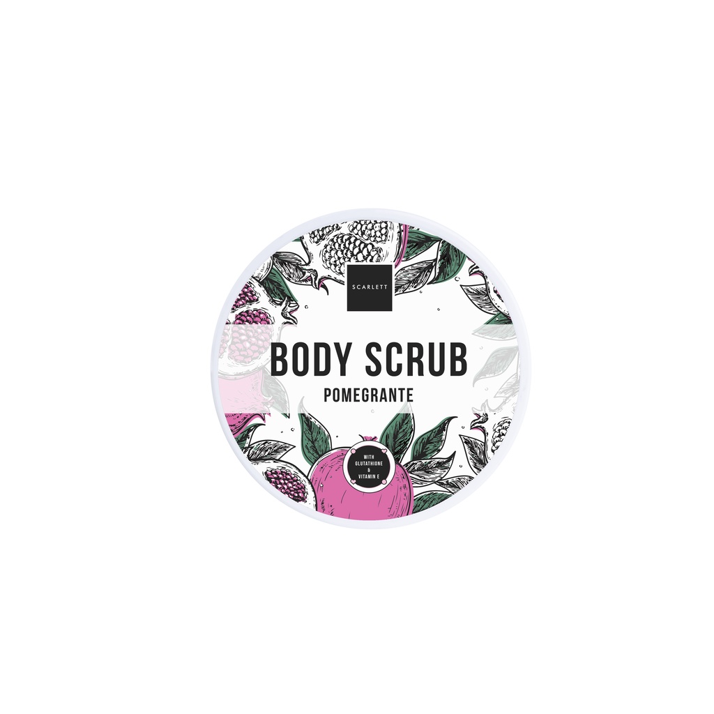 Scarlett Whitening Body Scrub Pomegrante Sachi Beaute