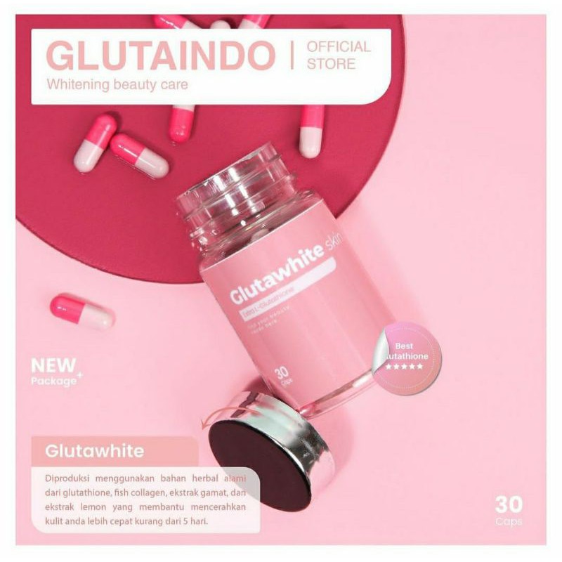 TERMURAH | EXTRA WHITENING | GLUTAWHITE ORIGINAL FREE SHEETMASK | 30 CAPS GLUTA INDO