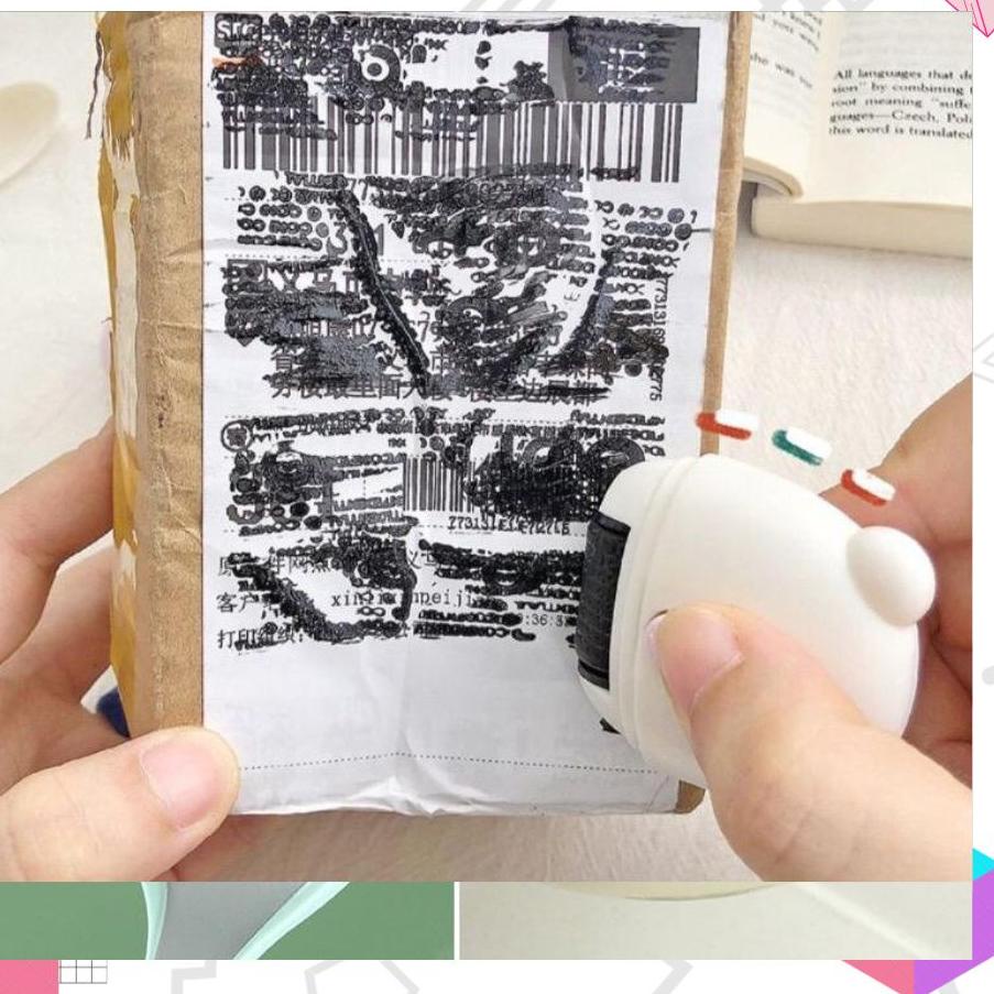 

[❤ 7.7!!!]LEXJAKARTA Roller Stempel Cutter Mini 2 In 1 / Cutter Stempel Pelindung Data Alamat / Stempel Data Paket / Stempel Pelindung Data Pribadi Motif Bear / Roller Stempel / Stamp Roller / Stamp Cutter