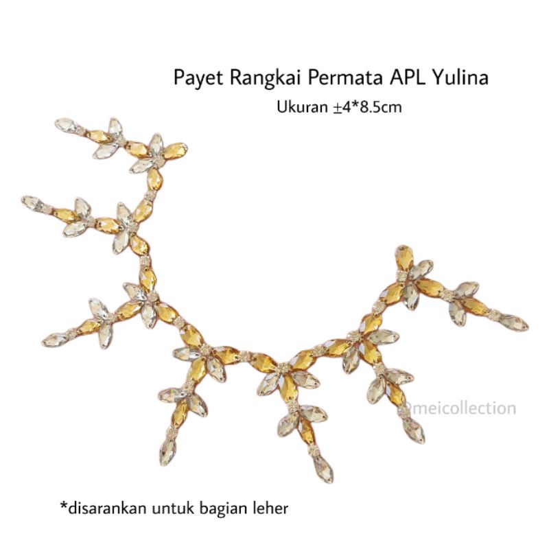 payet rangkai permata APL Yulina leher gold putih clear