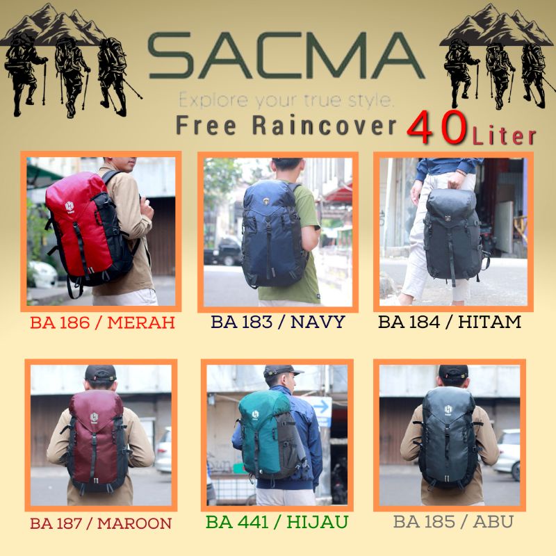 Tas Ransel Keril Semi Carier Pria Terbaru 40 Liter Free Raincoat | Backpack Gunung Punggung Mudik