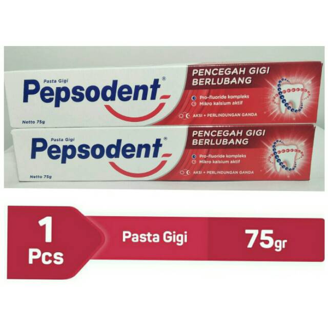 Pepsodent Pasta Gigi Pencegah Gigi Berlubang 75g, odol