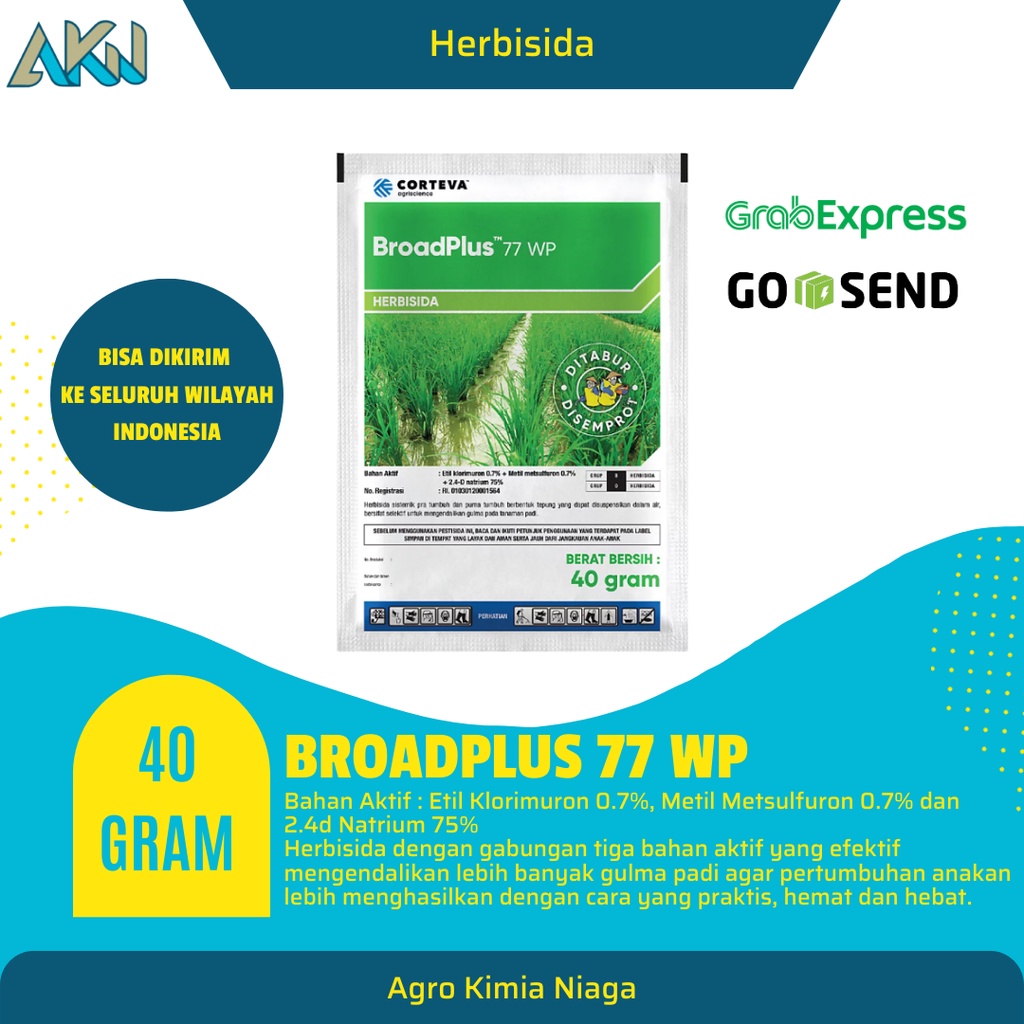 Obat Hama dan Gulma BroadPlus® 77 WP Herbisida 40 Gram Corteva  mengendalikan hama