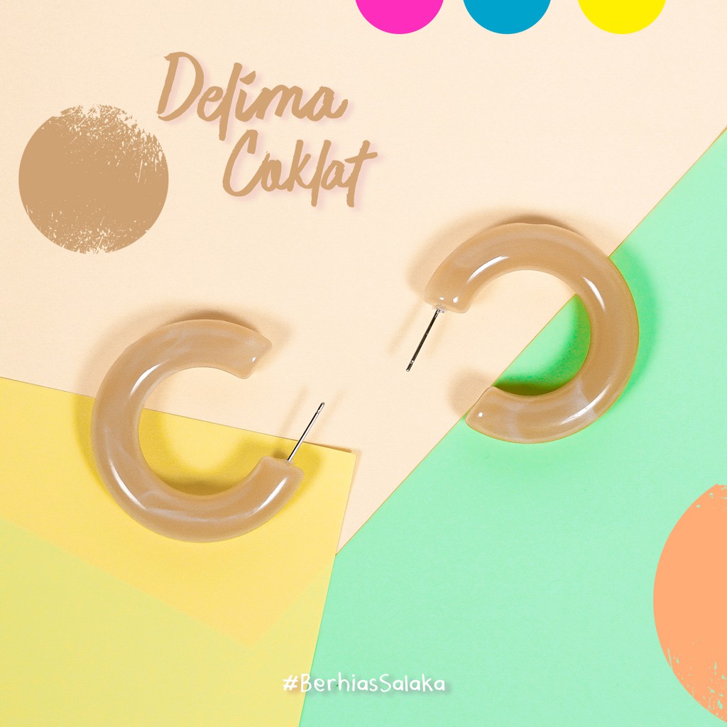 Delima Coklat | Aksesoris Fashion Wanita Anting Stud Tusuk Gantung Colorful