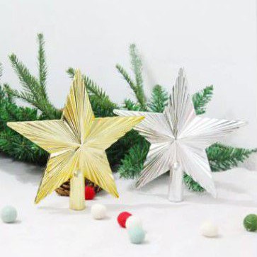 Top Star 20 cm Hiasan Pucuk Pohon Natal Bintang Polos Aksesoris Christmas