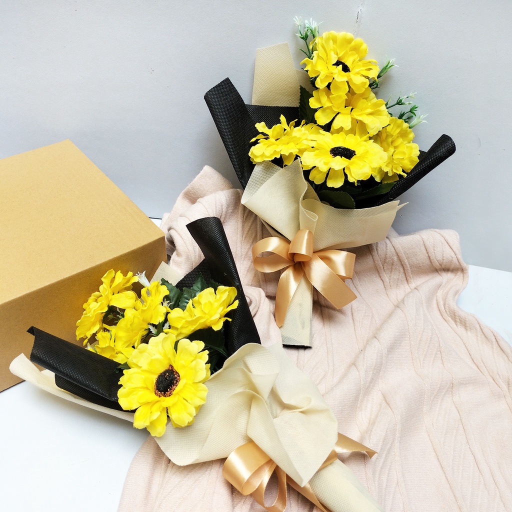 Bunga plastik hand Bouquet bunga matahari artificial bunga wisuda ulang tahun Buket bunga