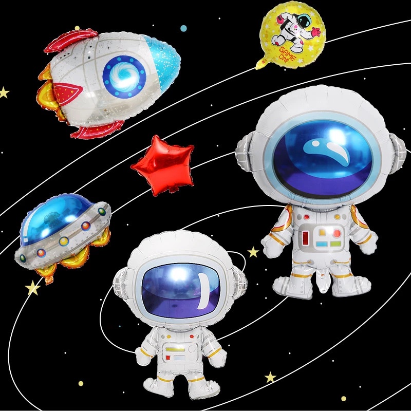 1pc Balon Foil Bentuk Roket Astronot 3d Untuk Dekorasi Pesta Ulang Tahun Anak