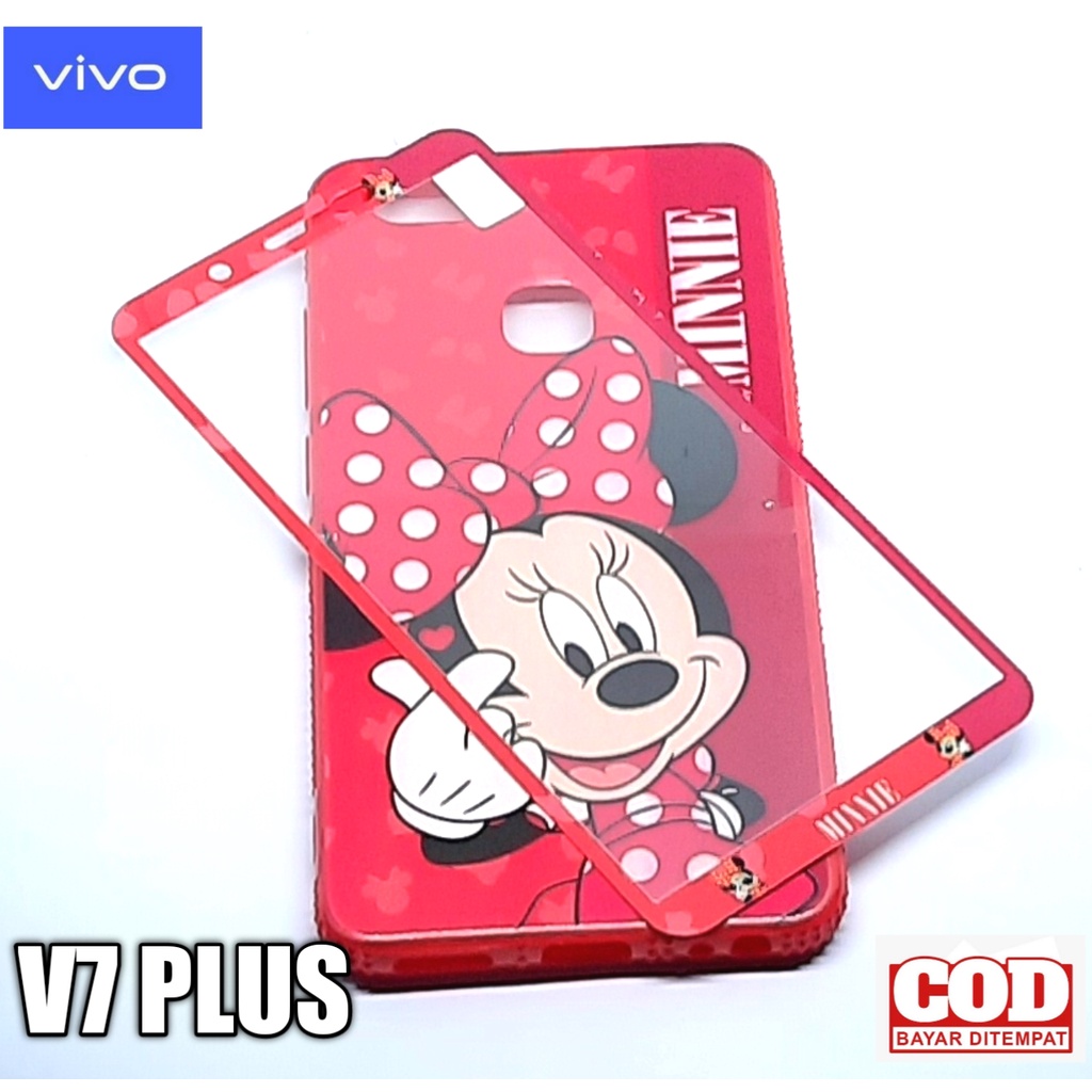 Casing Hp Vivo V7 Plus Softcase Oil Carachter + Tempered Glass