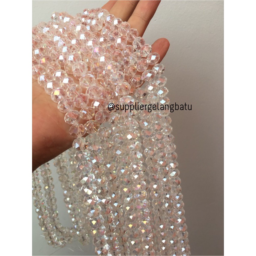 Kristal Ceko kilap 10mm WHITE QUARTZ putih bening rondele bapao payet aksesoris craft diamond bahan