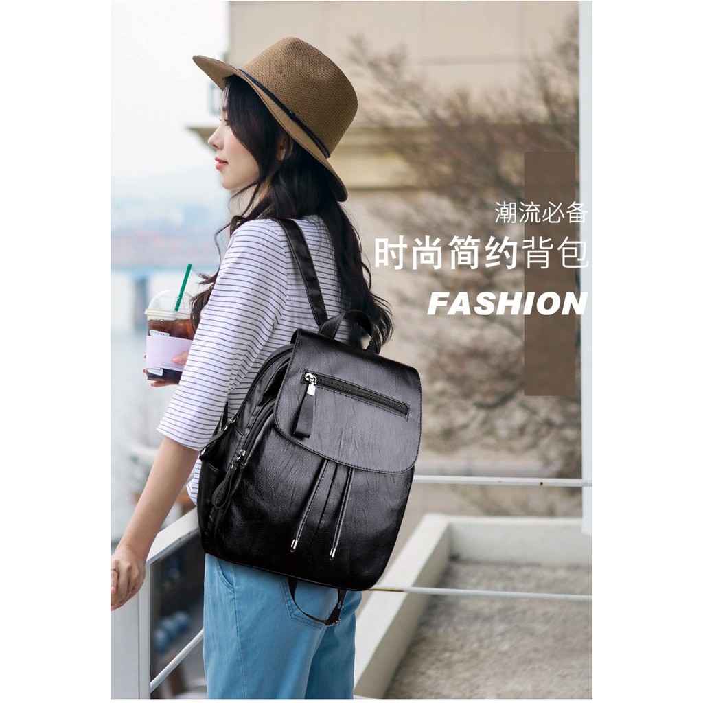 Tas Ransel Kulit Waterproof PU Premium Import Korea