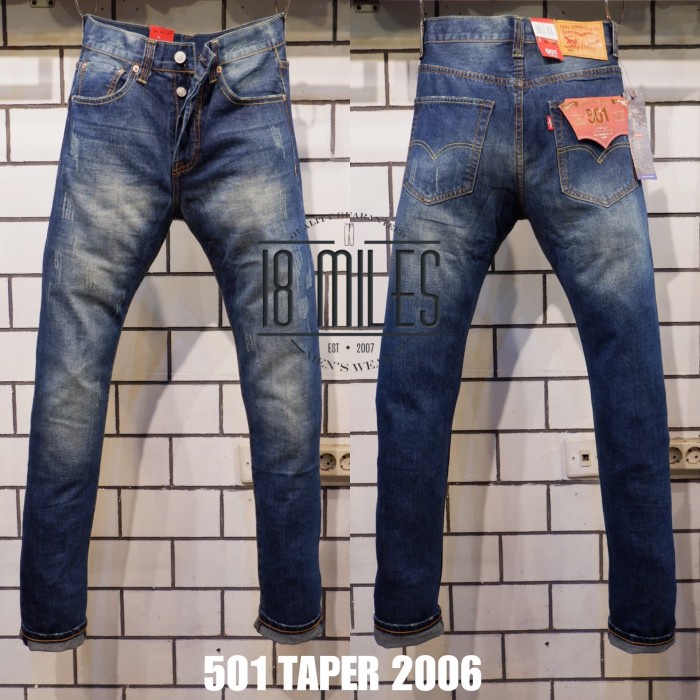 {lathifastore} celana jeans LEVIS 501 T TAPER slim fit vintage washed MADE IN JAPAN - Biru 29 Limite