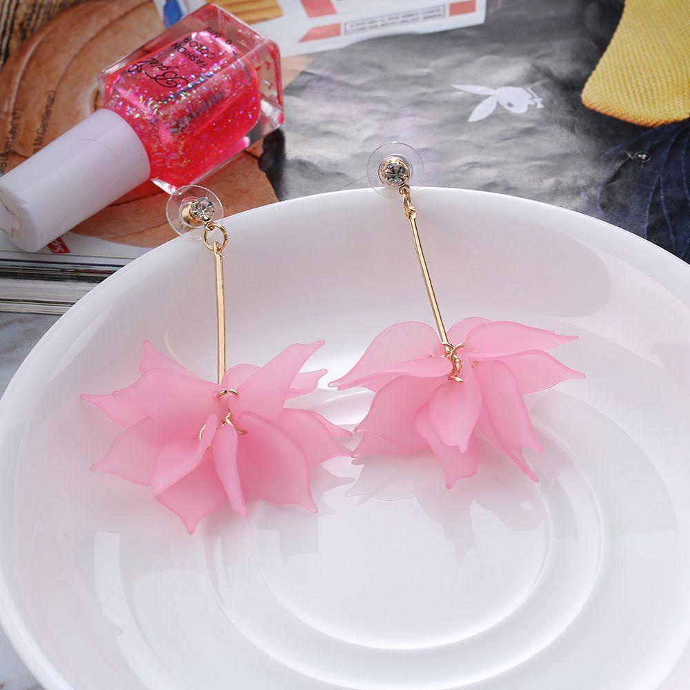 Lily 1pasang Anting Tusuk Perhiasan Rantai Panjang Elegan Motif Bunga