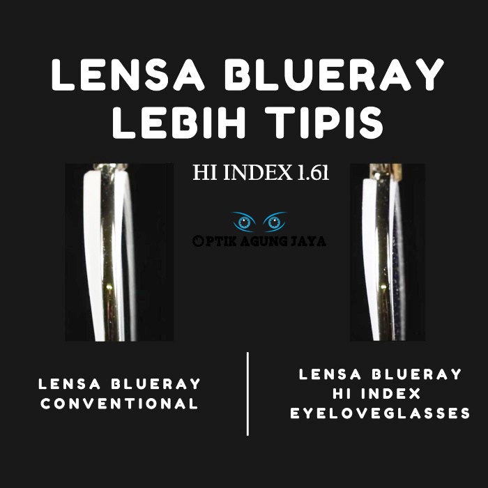 Lensa Blue Ray Index 1.61 Lensa Minus & Baca | Lensa Tipis | Blueray