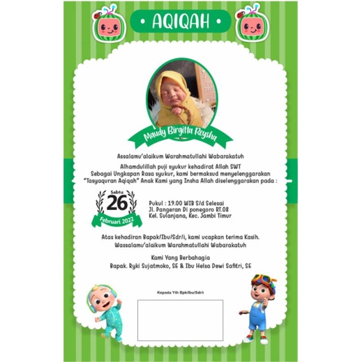 

Undangan tasyakuran & Aqiqah