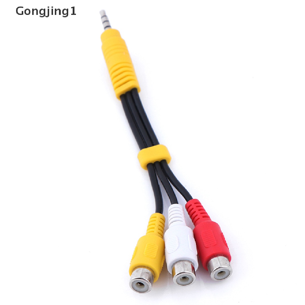 Gongjing1 1pc Kabel Adapter Audio Video Av Mini Aux 3.5mm Male Ke 3 Rca Female