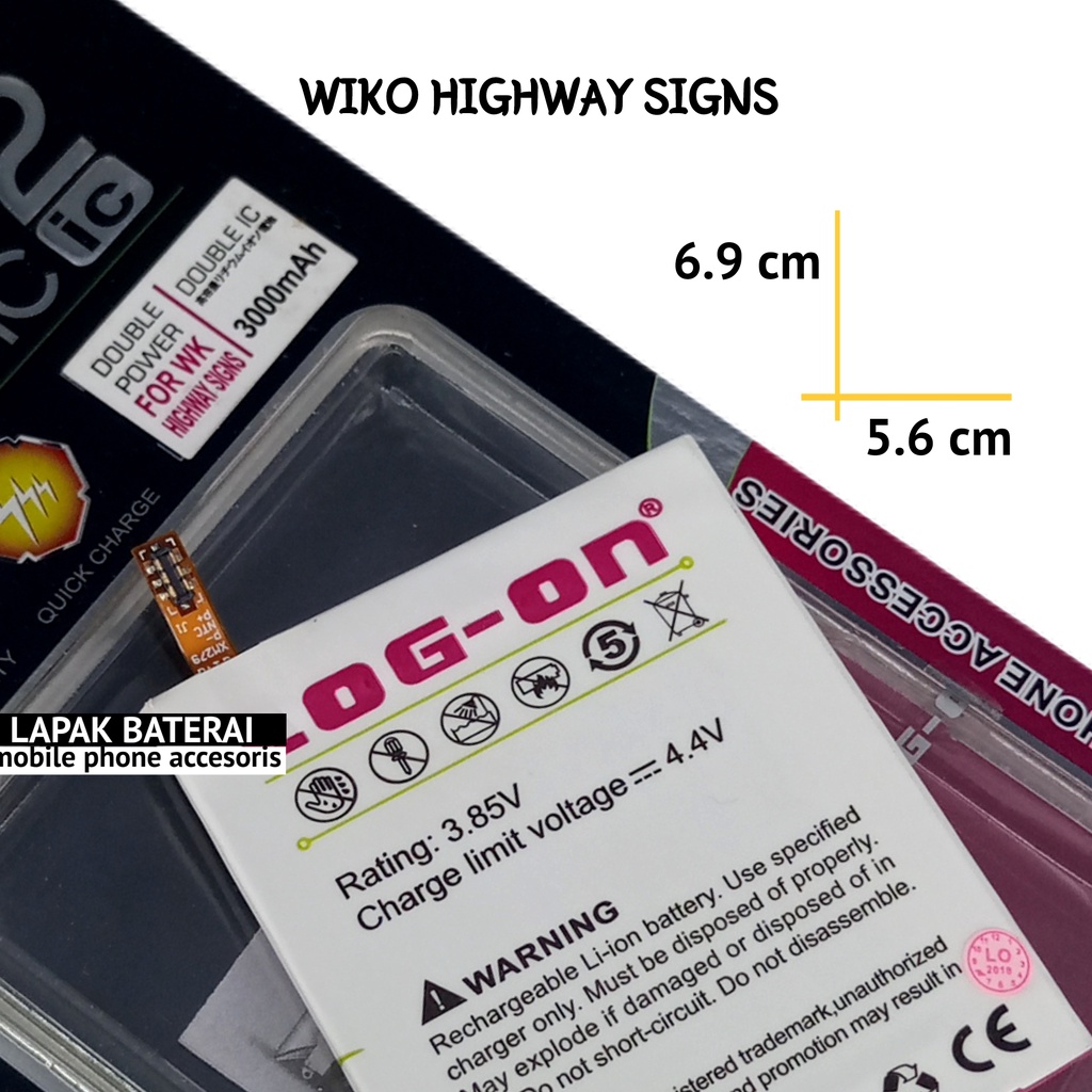 LOG - ON Baterai Wiko Highway Signs Double IC Protection Battery Batre