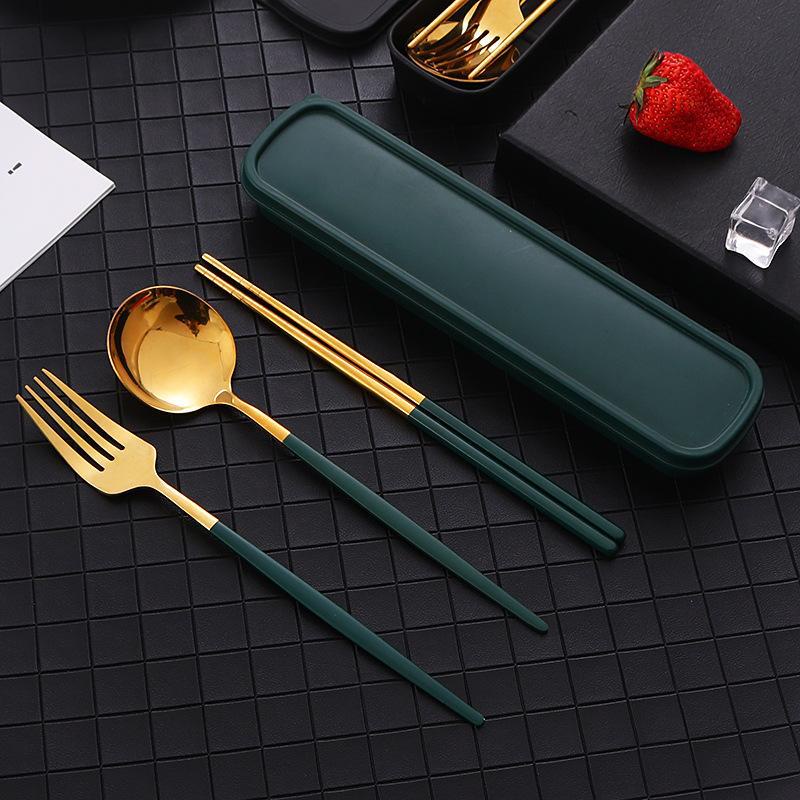 PREMIUM Alat Makan Sendok Garpu Sumpit Set Stainless Steel 304 /Sendok Set Karakter Warna Lucu/ Souvenir