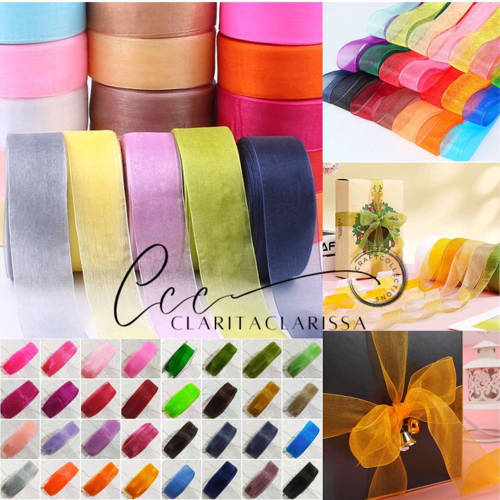 

Pita Organdi 3/4 inch 2 cm Pita Organza Hampers Dekorasi Bouquet Craft