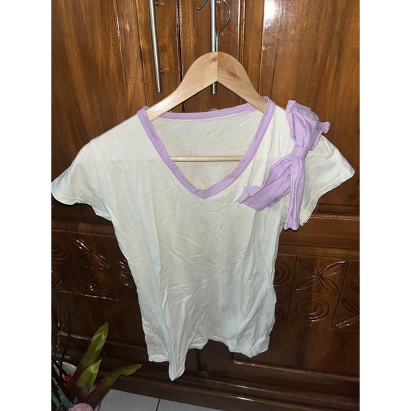 Kaos Ribbon Purple Pita Import Baju Wanita Ungu