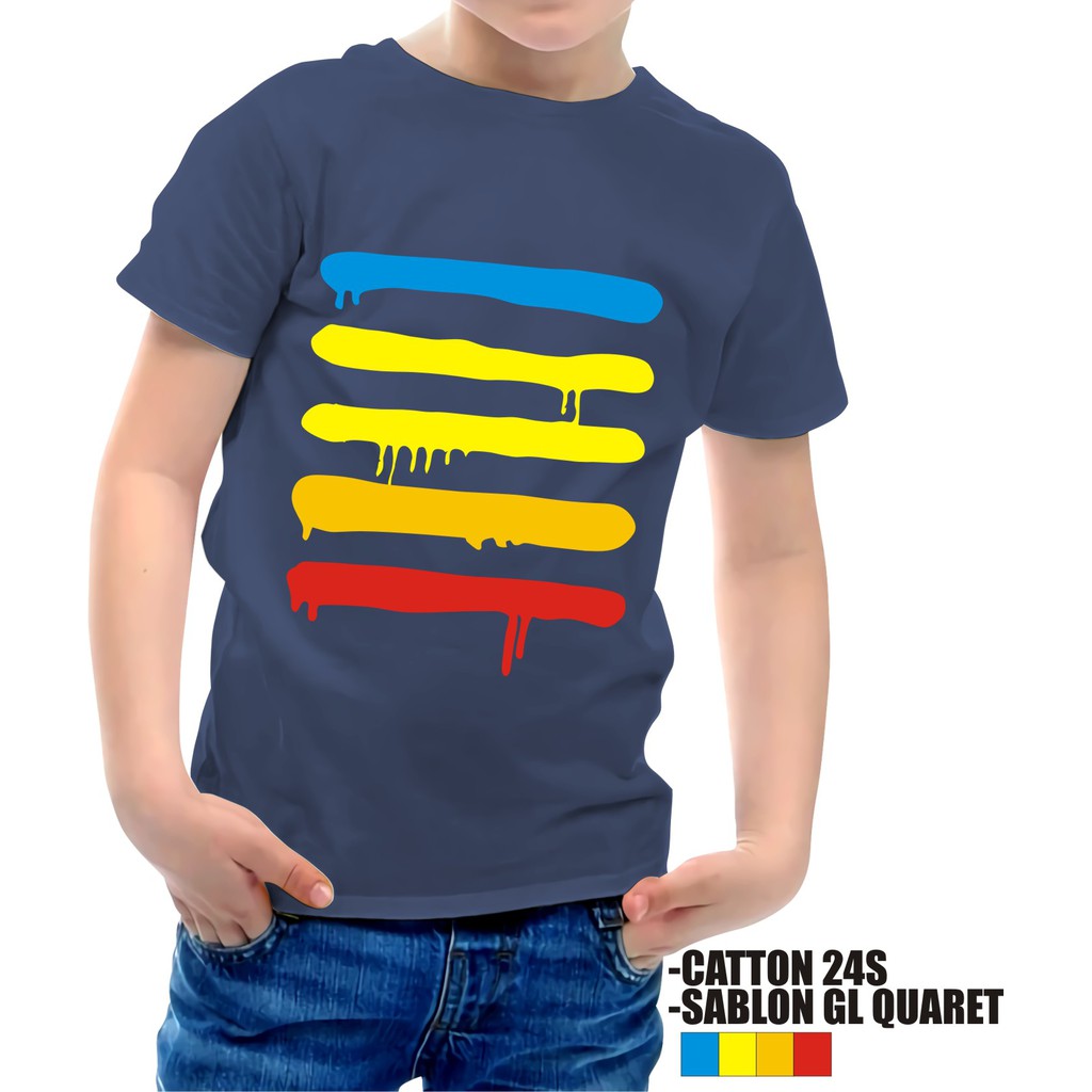 Kaos Anak Distro Garis Warna Warni 1-10 Tahun