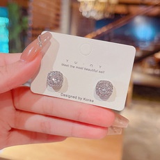 Anting Tusuk Sterling Silver Hias Berlian Zircon Bentuk Persegi Gaya Klasik Untuk Wanita