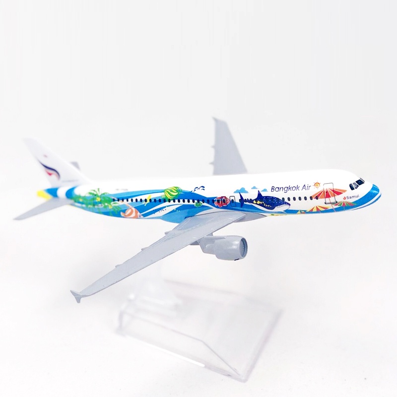 Bangkok Fish A320 Model Pesawat Terbang Airbus A320 Die-cast Bahan Metal Ukuran 16CM