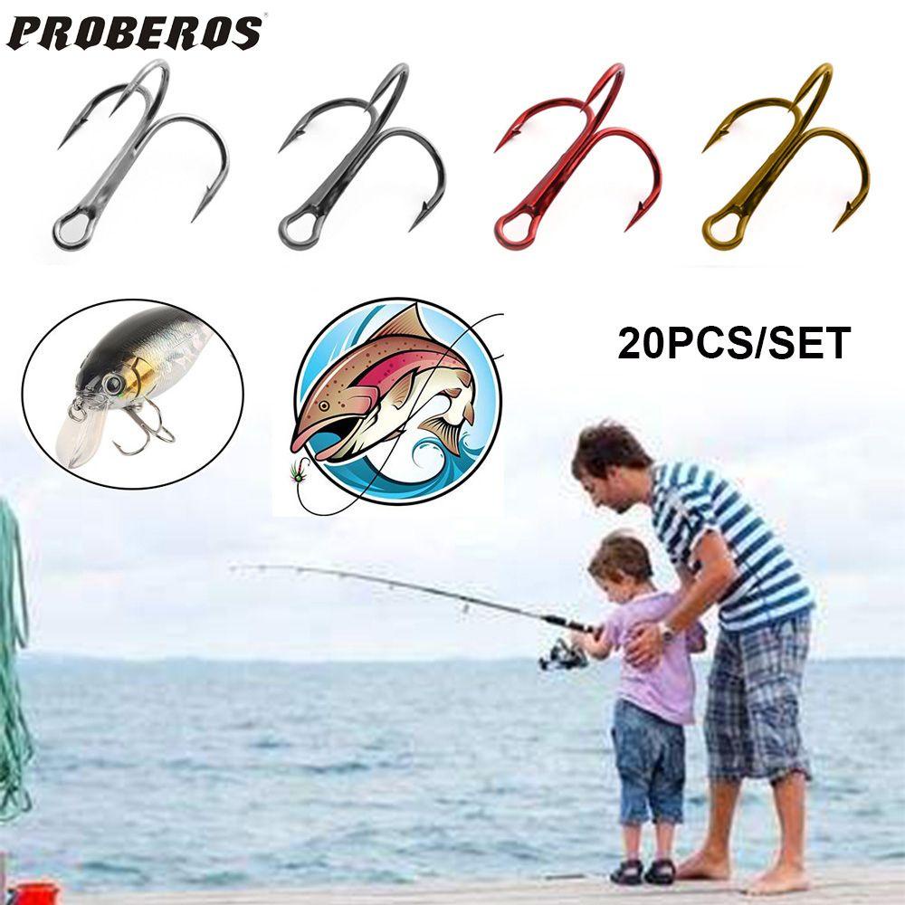 Nanas 20Pcs/Set Fishhooks Olahraga Kait Berduri Diasah Treble Jig