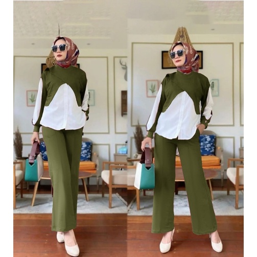 Baju Stelan Celana Panjang Stelan Celanal One Set Gonegani Kulot Wanita Muslimah Dewasa Remaja Moder