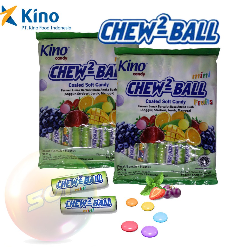 Permen Kino Mini Chew Ball Permen Lunak Aneka Rasa Buah