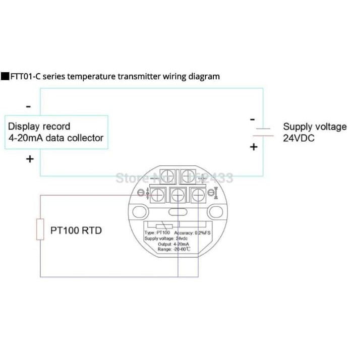 PT100 Temperature Transmitter 4-20mA Output 0-400 C