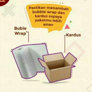 

tambahan buble wrap / kardus untuk packing aman