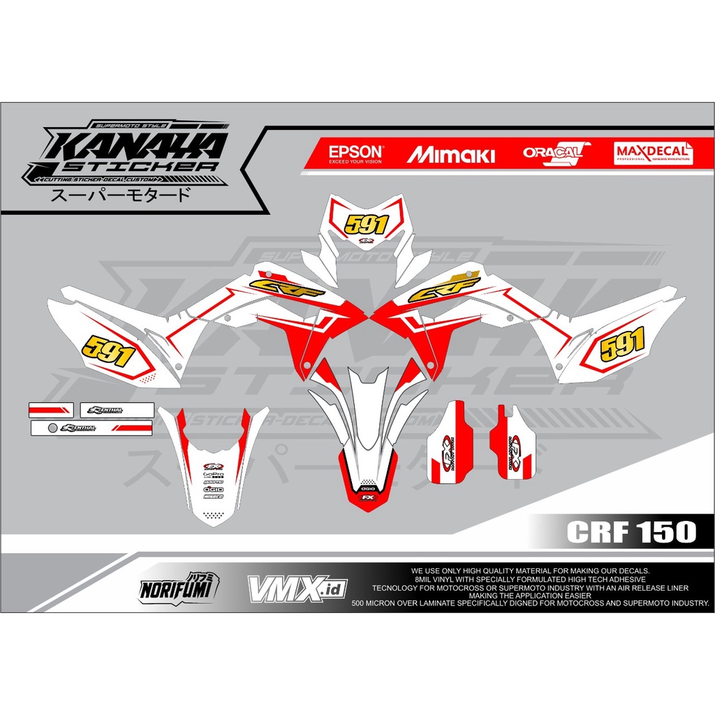 DECAL CRF 150 /STICKER DECAL CRF FULL BODY / DECAL CRF CUSTOM / KOMBINASI WARNA GOLD CHROME - CRF07