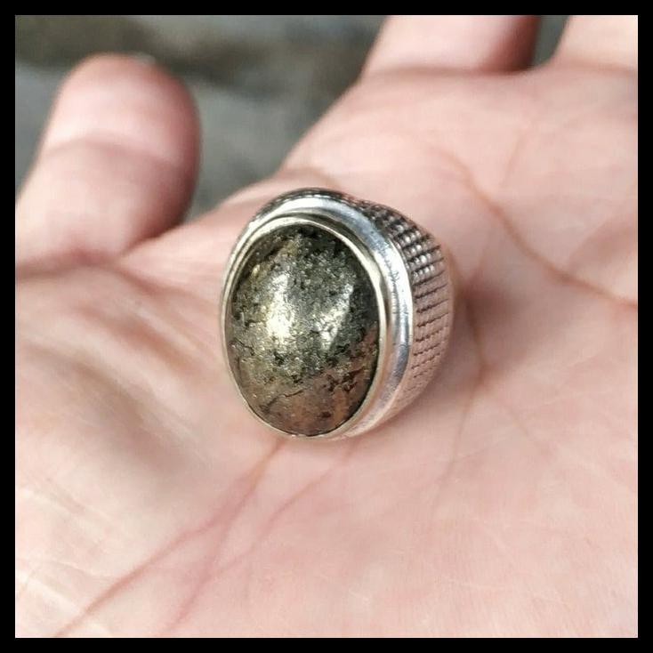 Cincin Natural Batu Akik Badar Emas Pyrite - 6