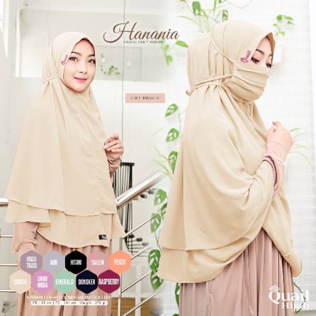 HANANIA QUAIL HIJAB | ORIGINAL QUAIL HIJAB | Bergo 2 Layer | Bergo Ceruty | Bergo Masker