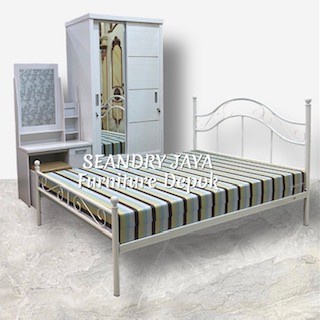 KAMAR SET MINIMALIS PUTIH R 160/LEMARI PUTIH/MEJA RIAS/RANJANG BESI/SPRING BED/SEANDRY JAYA FURNITUR