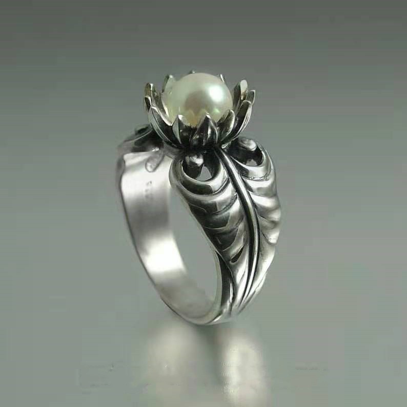 Cincin Titanium Wanita 925 Silver Perak Dan Stainless Steel Aksen Mutiara Untuk Cincin Mutiara