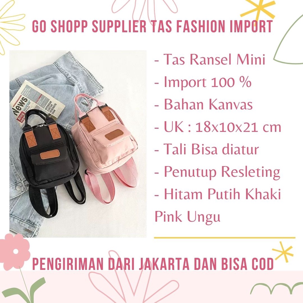 Tas Ransel Mini Wanita Import Fashion Korea - Tas Backpack Wanita Multifungsi Terbaru - Tas Wanita Lucu Kekinian [BK16]