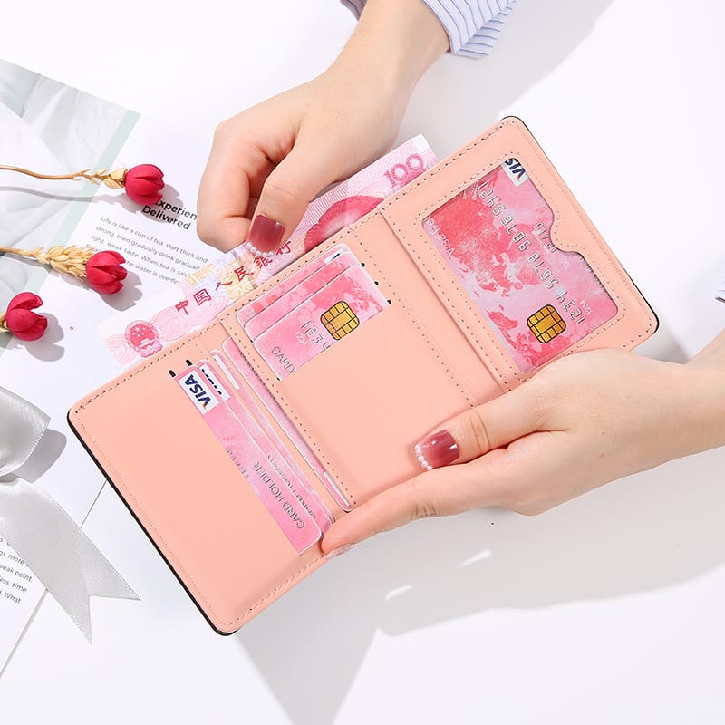 TASBLUE Dompet Lipat Mini Wanita Dompet Wanita Motif Animal Cute Fashion Wanita Dompet Impor D232 Melipat dompet pendek wanita / dompet koin multi-kartu siswa dompet wanita