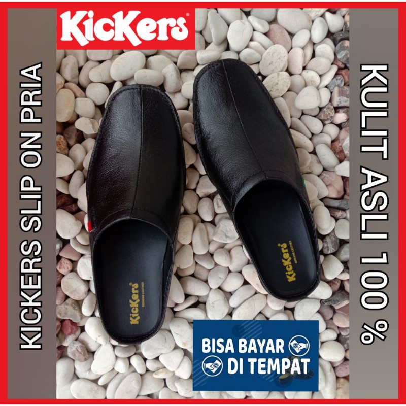 SANDAL PRIA SELOP KICKERS BUSTONG KULIT ASLI / SENDAL COWOK FORMAL RESMI PROMO / SANDAL WEDDING ADAT ASLI KULIT