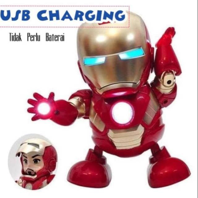 Robot joget robot iron  man  mainan  anak terlaris TERMURAH 