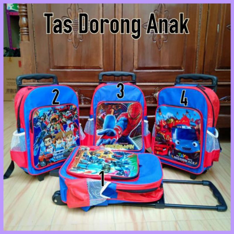 Tas troli anak laki laki sekolah SD TK paud / tas dorong / tas ransel dorong sekolah TK SD anak cowok by zellshop